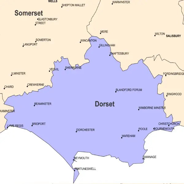 Map showing Poole and surrounding service areas