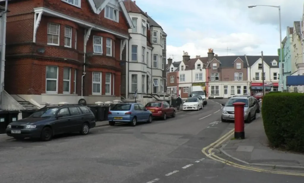 Residential housing street in Bournemouth Dorset UK